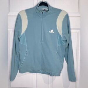 Vintage Adidas Originals women’s fleece pullover - Blue/White - Size Large